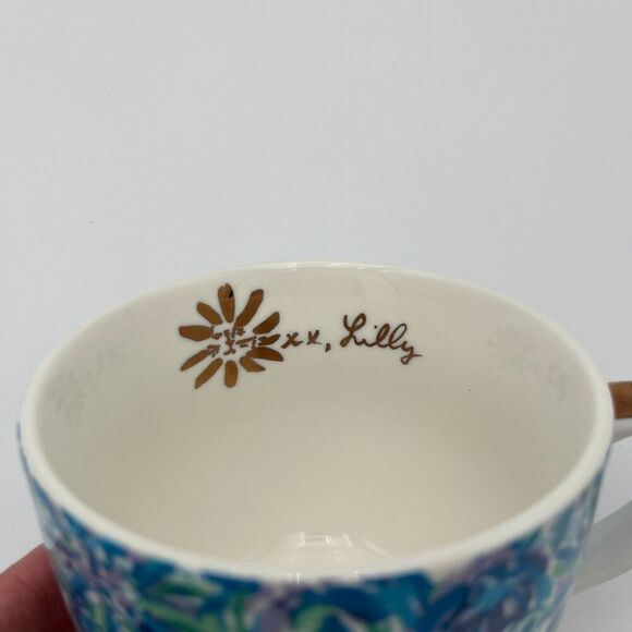 Lilly Pulitzer Blue Floral Ceramic Coffee Mug Set of Two - Picture 3 of 15